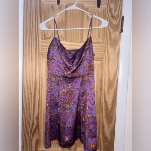 urban outfitters purple silk floral mini skater dress